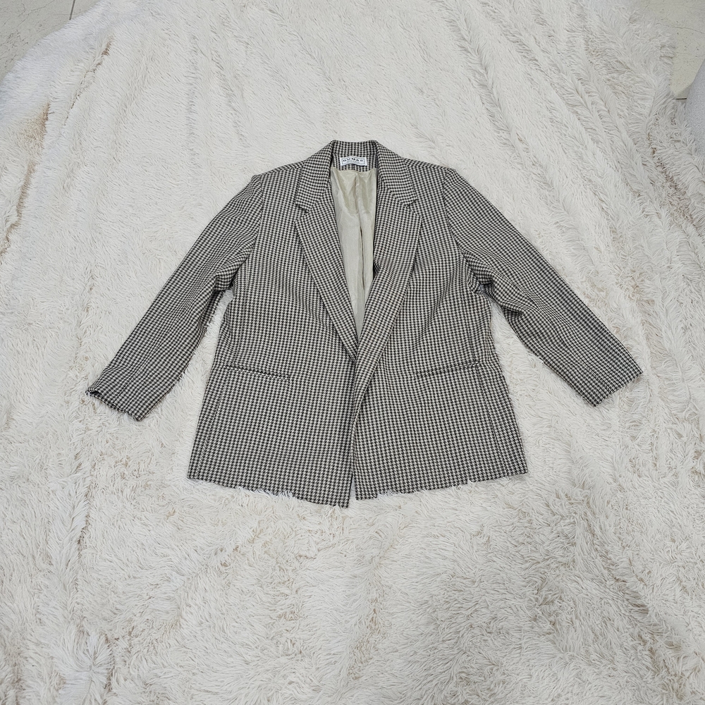 VTG,Women's Black and White Houndstooth Blazer